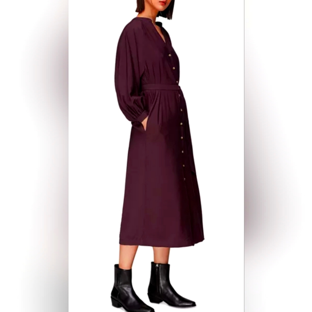 Whiistles Lizzie Mide Dress Auburgine Size 2 NEW NWT dress do not have belt